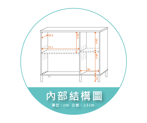 【金階塑鋼】NUA86S KD 圓高櫃腳(12cm) 內部結構圖